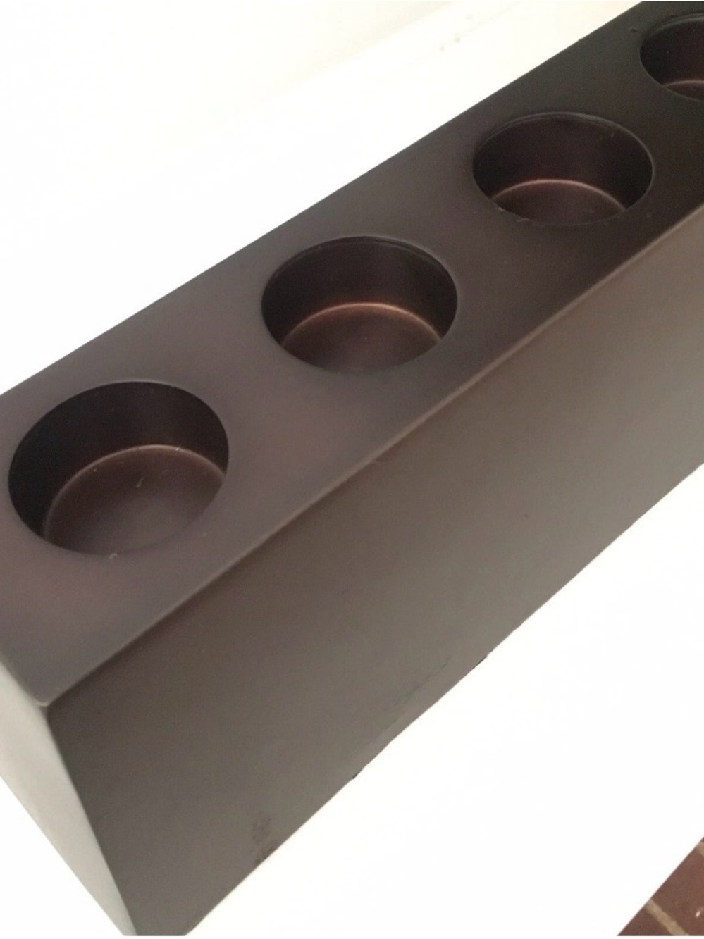 Modern Rectangular Metal POTTERYBARN Tealight Holder - Dark Brown